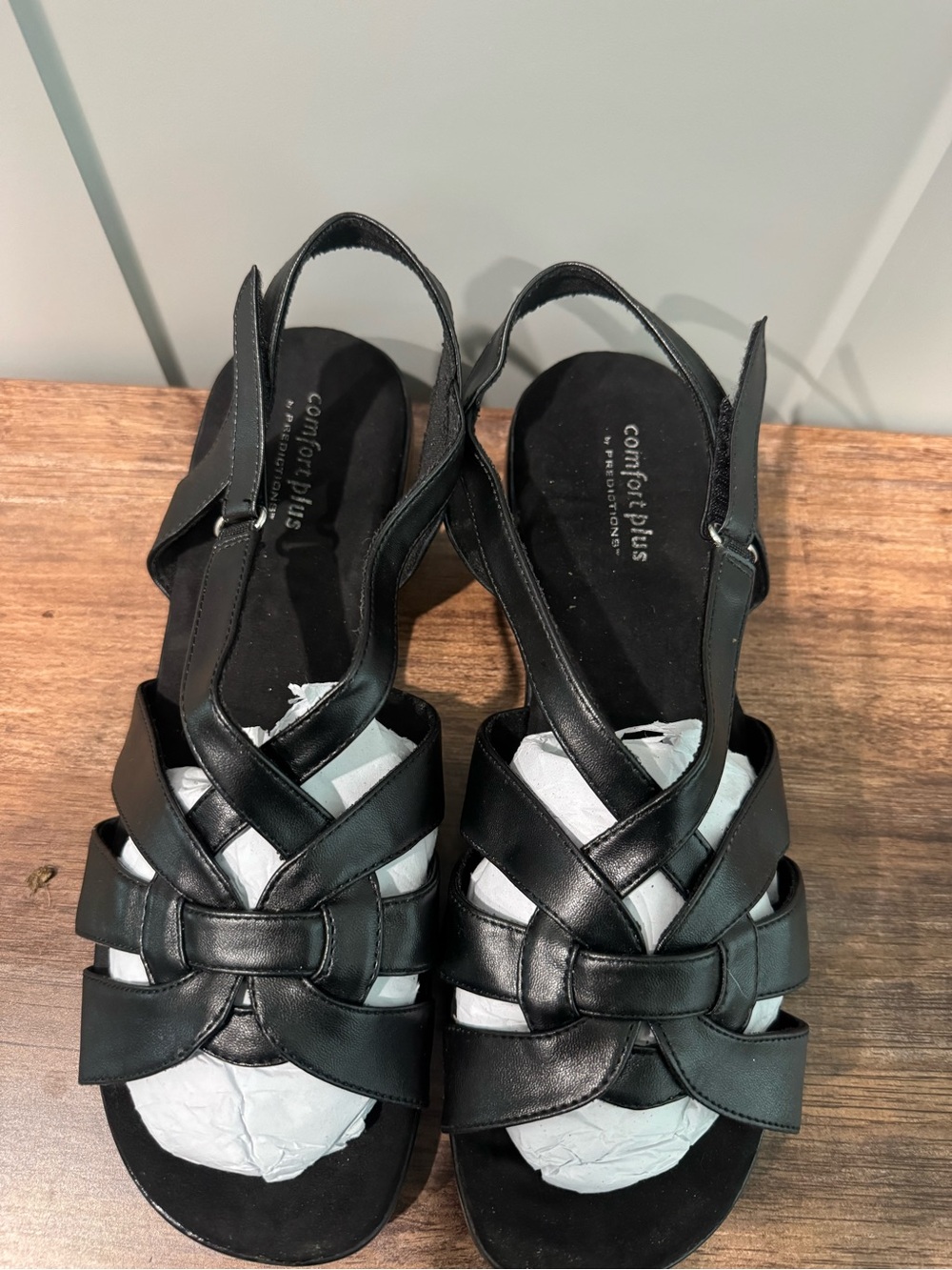 Comfort Plus Women's Black Strappy Sandals US 9.5